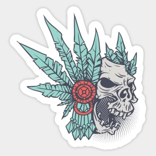 Zombie Outbreak Aztec Skull Warrior Sticker